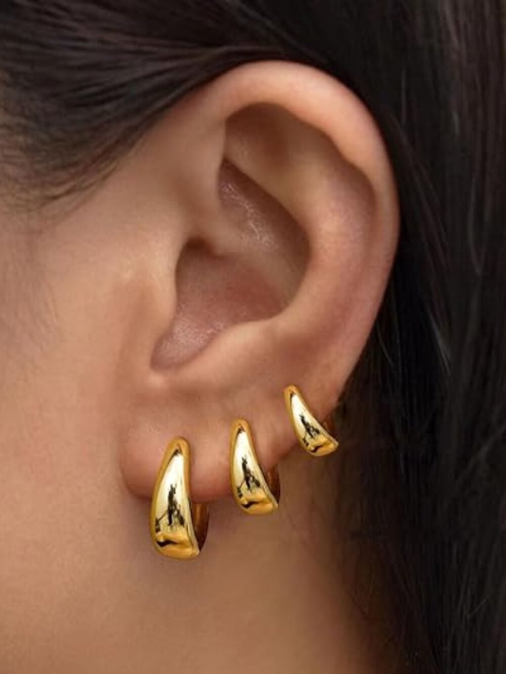 3 Pairs Gold Hoop Earrings Set for Women Trendy Chunky Small Huggie Jewelry